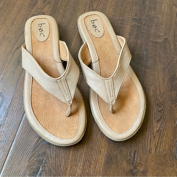 Born b.o.c. Women's Tan Zita Leather Slip On Flip Flops Sandals SZ 10 - Picture 4 of 9